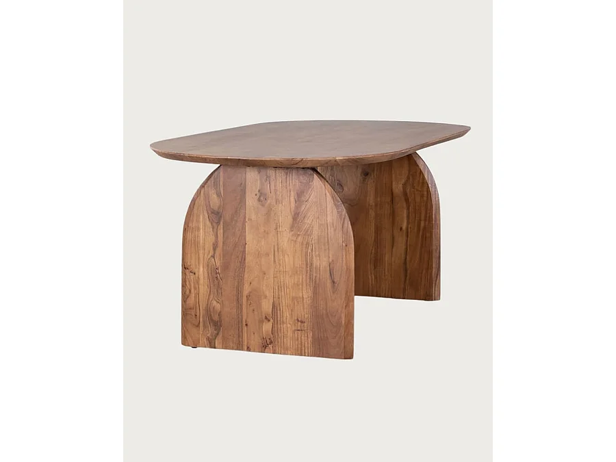 Véga - Table salle à manger ovale bois acacia, Piétement Design Courbe & Style Minimaliste