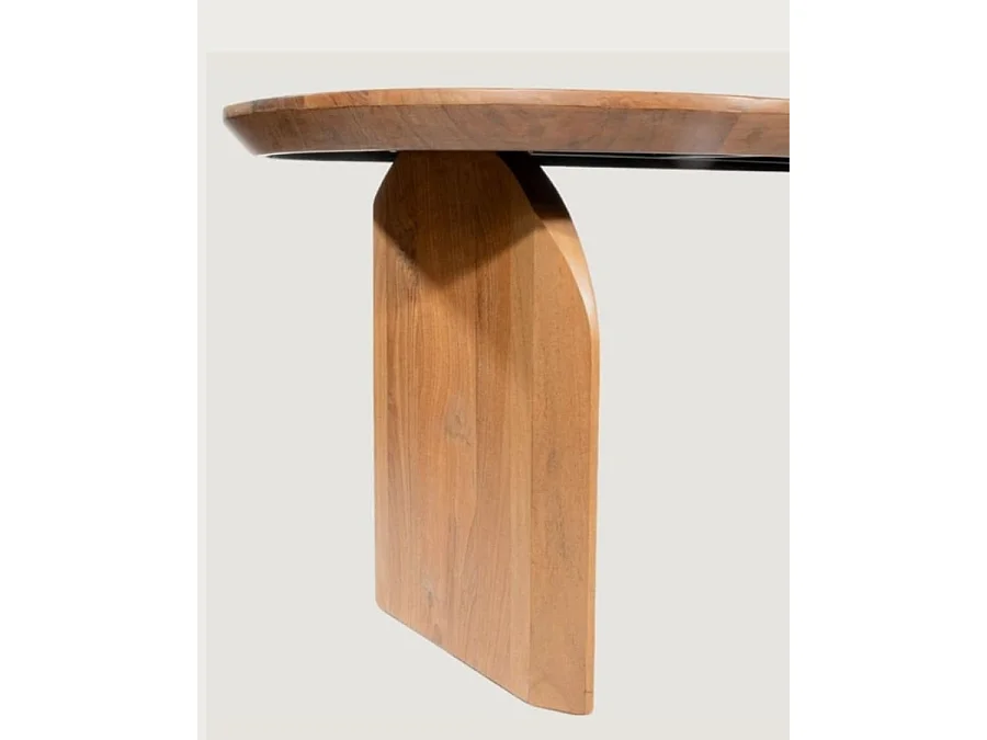 Véga - Table salle à manger ovale bois acacia, Piétement Design Courbe & Style Minimaliste