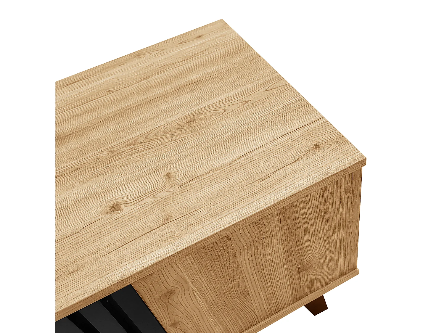 Coffee table with 3 compartments - Natural & Black