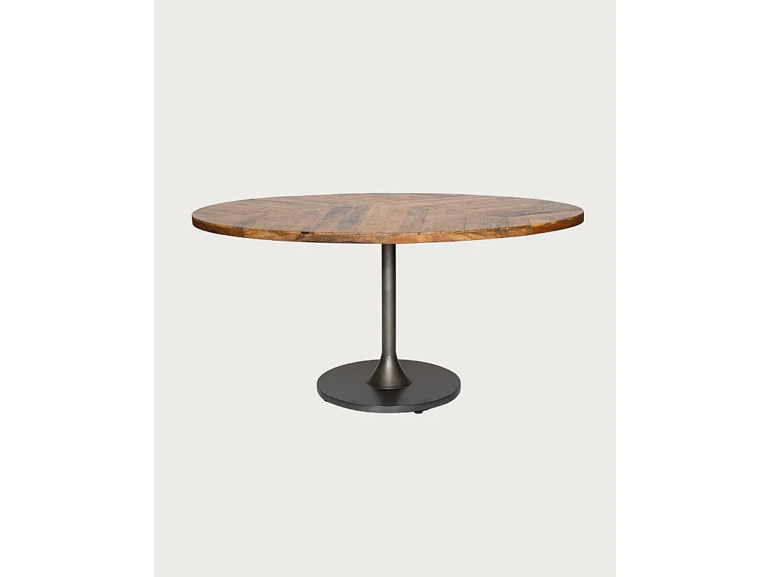 Sofia- Table ovale 8 personnes en bois massif , Plateau Manguier & Pied Tulipe Noir Mat