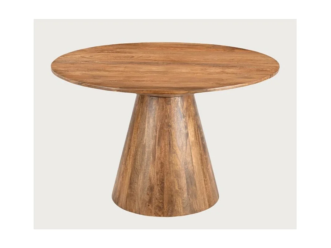 Bistrot - Table salle à manger ronde bois manguier, Piétement Conique & Style Convivial