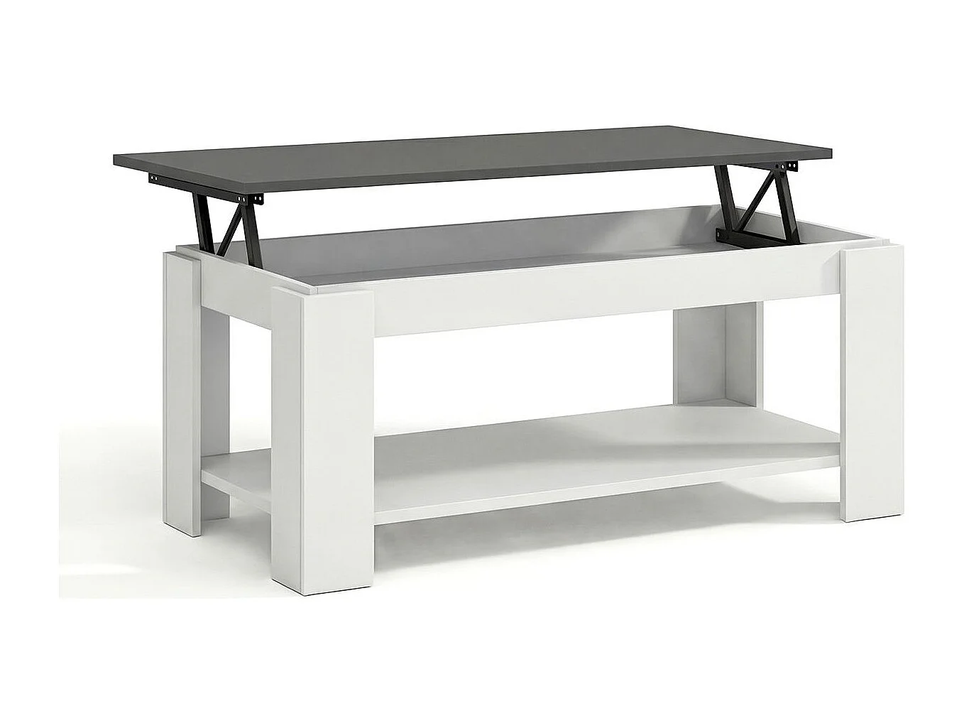 Mesa de centro elevatória Lya Artik Branco (Branco mate) - Cinzento antracite