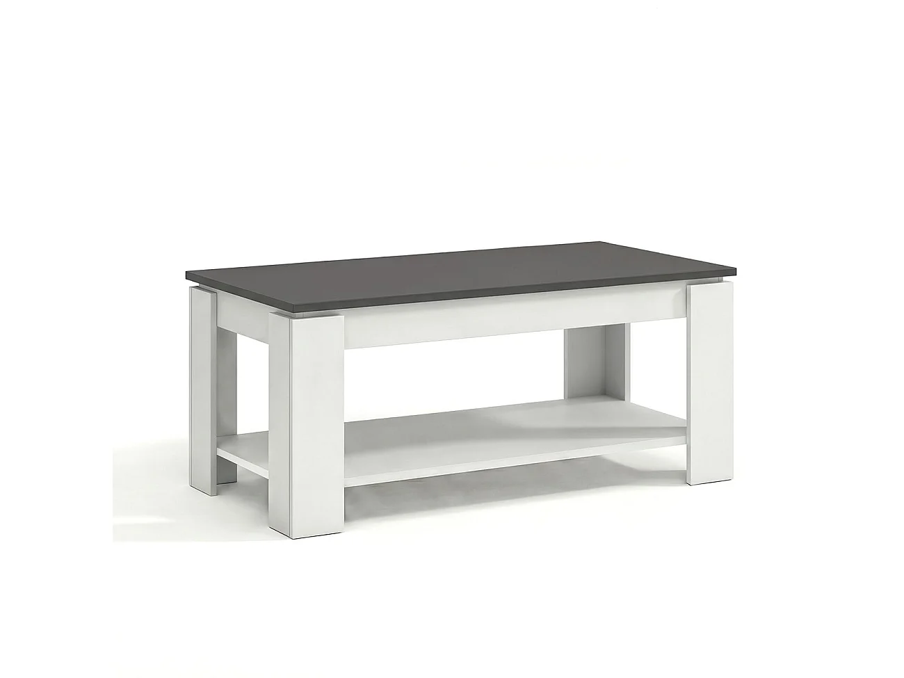 Mesa de centro elevatória Lya Artik Branco (Branco mate) - Cinzento antracite