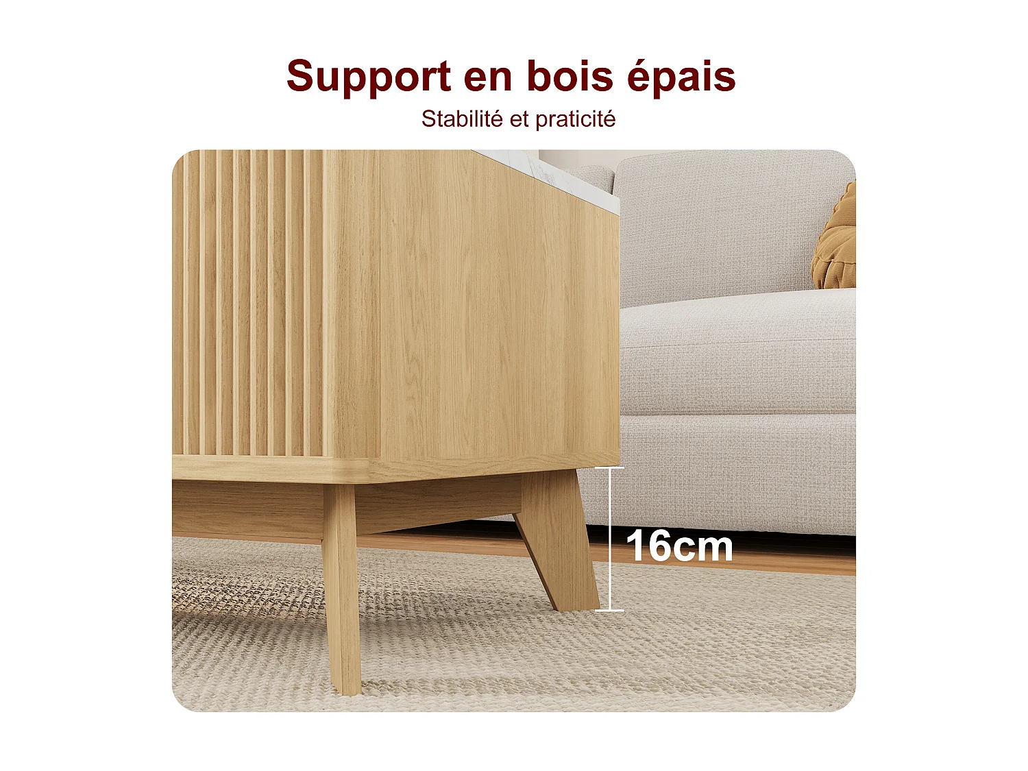Couchtisch im Mid-Century-Stil mit Hubmechanismus und verstecktem Fach, 105 x 53 x 42 cm, Weiß + Elfenbein
