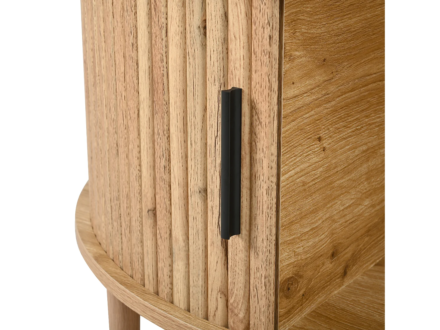 Verstelbare salontafel - met opbergruimte - schuifdeuren - poten van massief hout - MDF - naturel