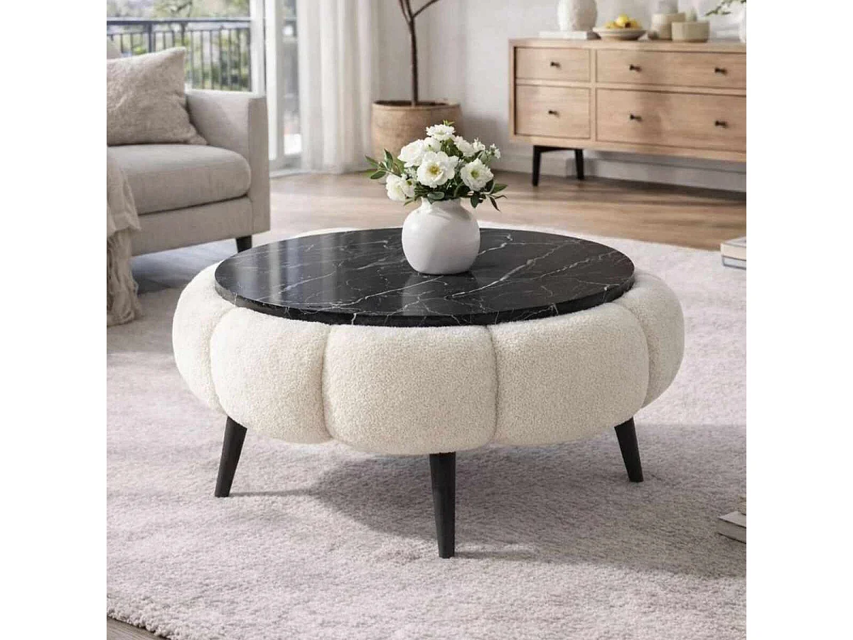 Elegante "Papatya 60" Houten Salontafel - Wit - 60 x 60 x 44 cm