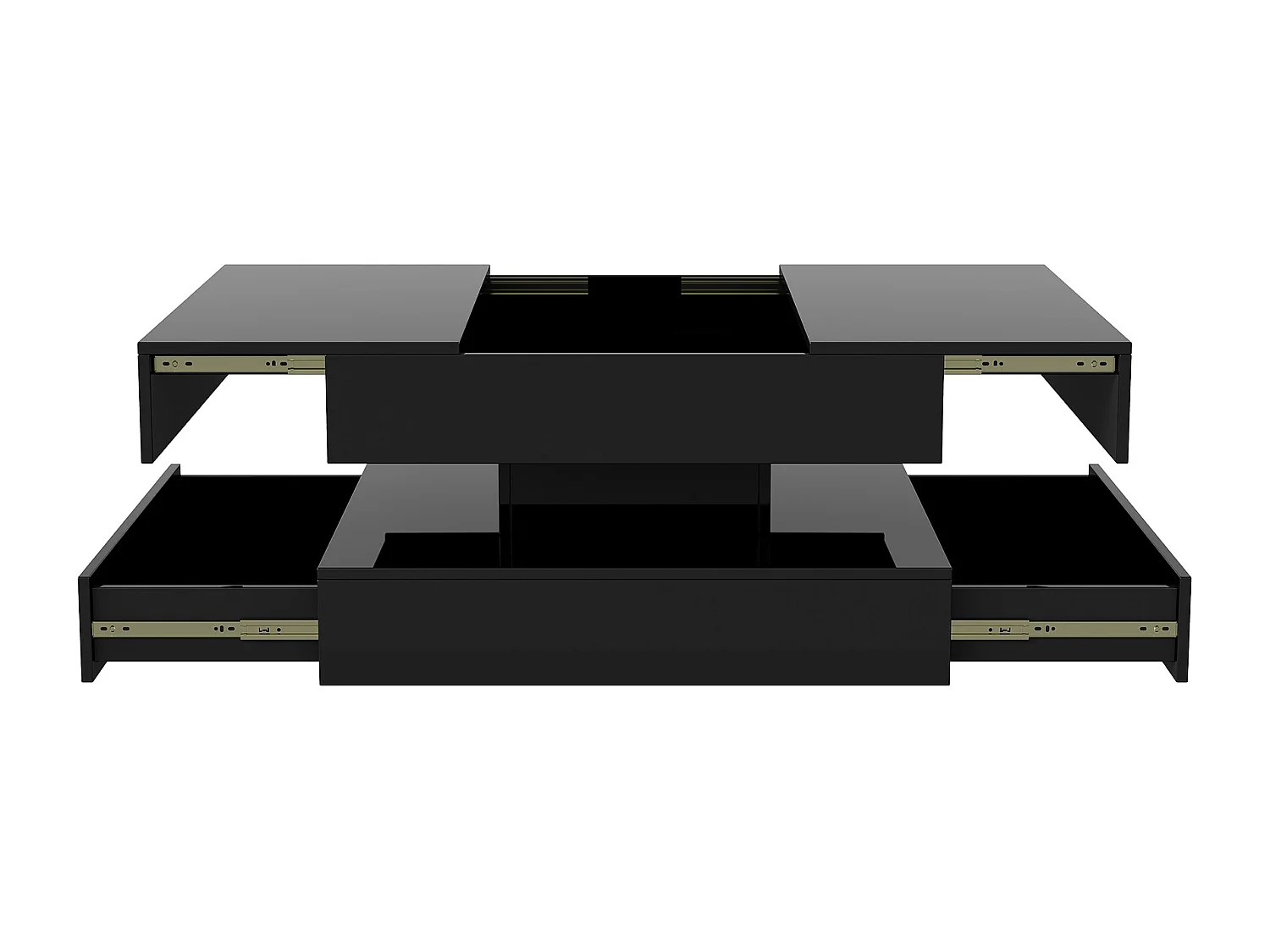 Table Basse avec LED, Tables Basses de Salon avec Espace de Rangement Caché et Tiroir, 78 x 78 x 43 cm, Noir
