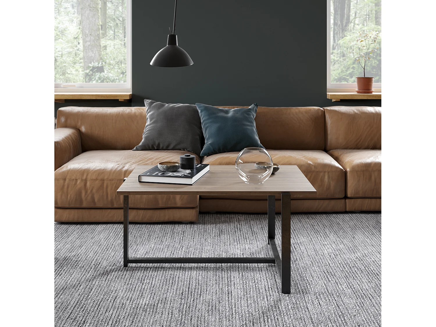 Decorotika Merideths Marble Effect Metal Coffee Table for Living Room and Office