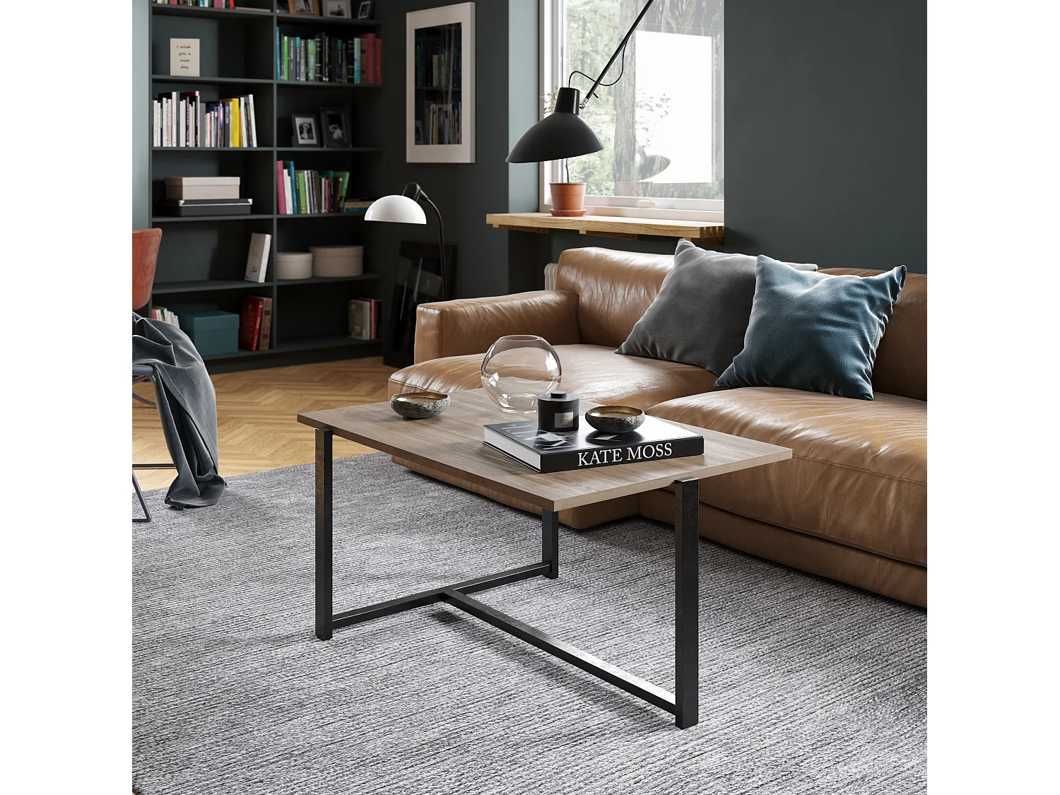 Decorotika Merideths Marble Effect Metal Coffee Table for Living Room and Office