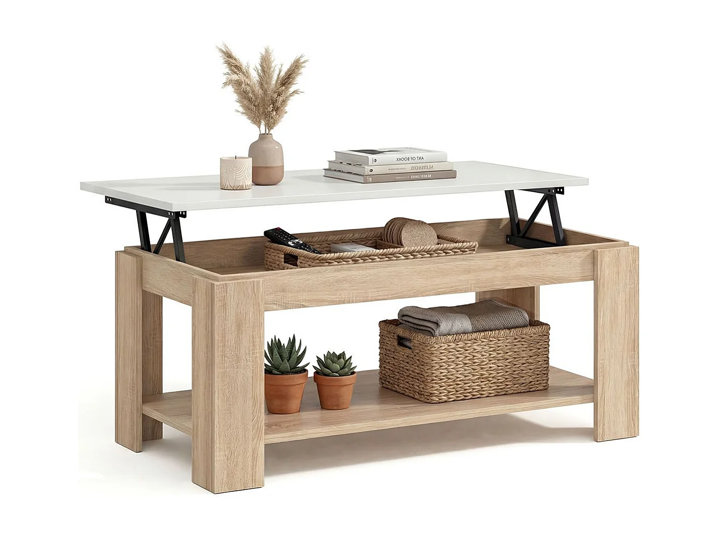 Mesa de centro elevatória Lya Roble Canadian - Blanco Artik (Blanco Mate)