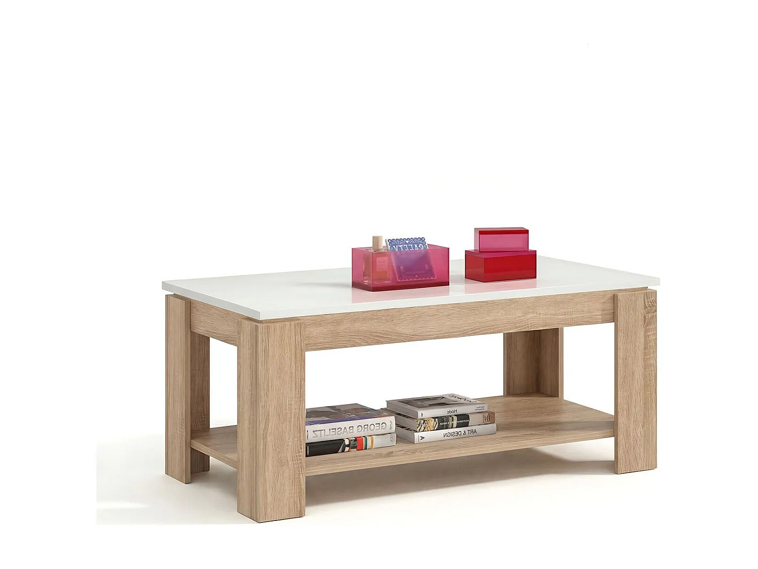 Mesa de centro elevatória Lya Roble Canadian - Blanco Artik (Blanco Mate)