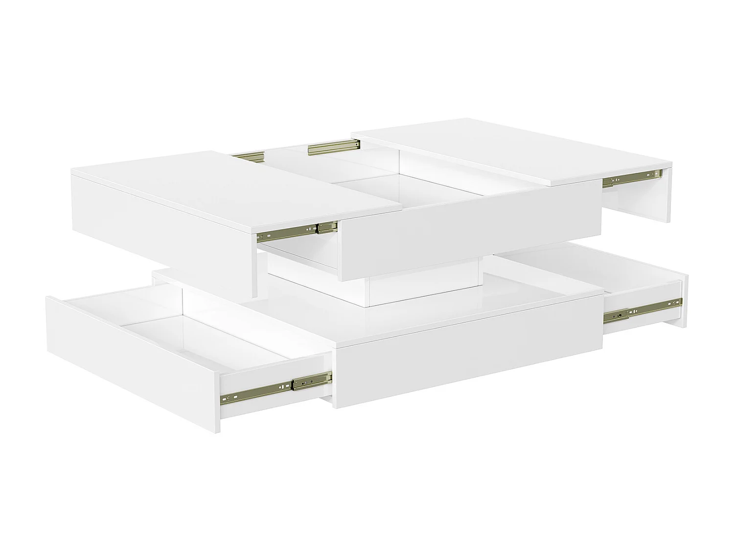 Mesa de centro com iluminação LED, mesa de centro para sala de estar com espaço de armazenamento oculto e gaveta, 78 x 78 x 43 cm, branca