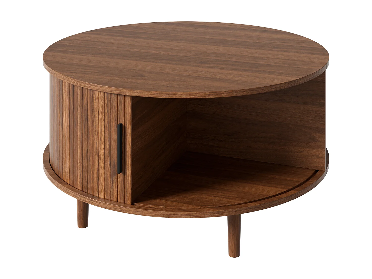 Verstelbare salontafel - met opbergruimte - schuifdeuren - poten van massief hout - MDF - bruin