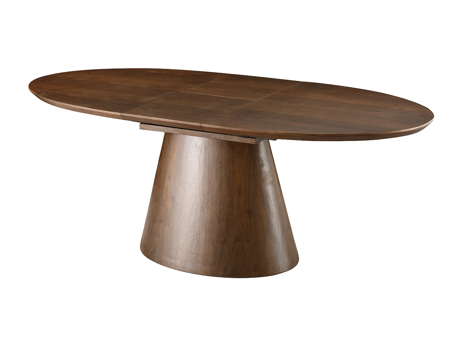 Table à manger Ovana - Extensible avec plateau et piétement en finition bois noyer 160 à 200 cm - Homeluxury