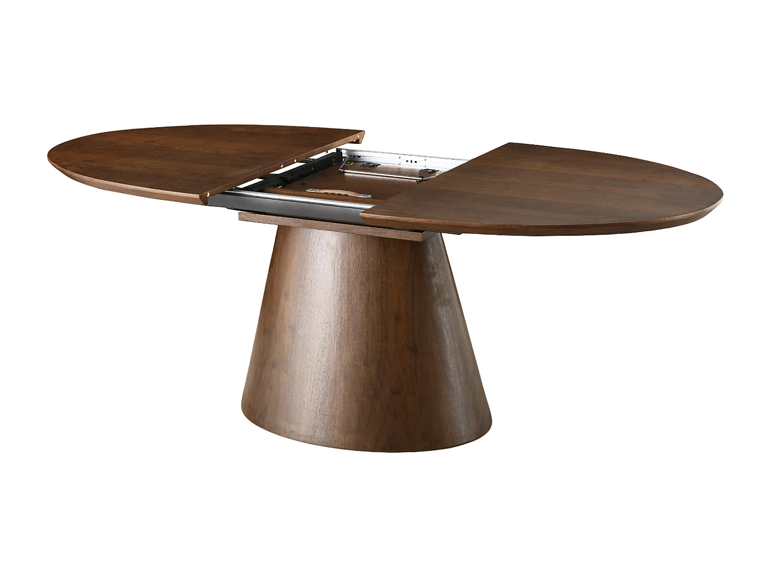 Table à manger Ovana - Extensible avec plateau et piétement en finition bois noyer 160 à 200 cm - Homeluxury