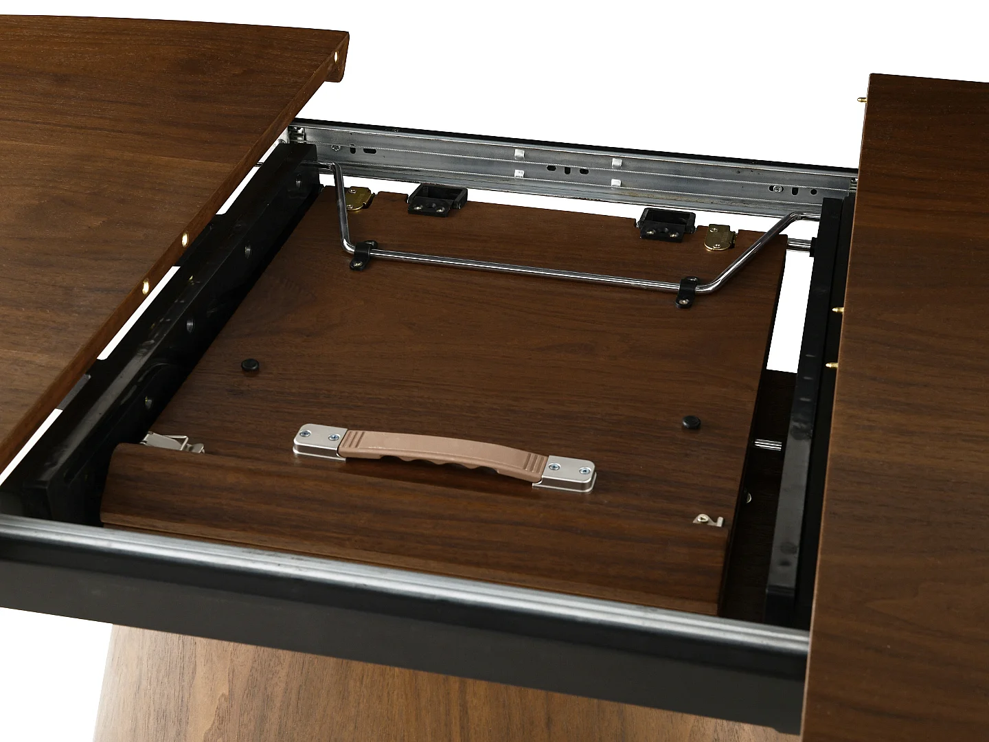 Table à manger Ovana - Extensible avec plateau et piétement en finition bois noyer 160 à 200 cm - Homeluxury