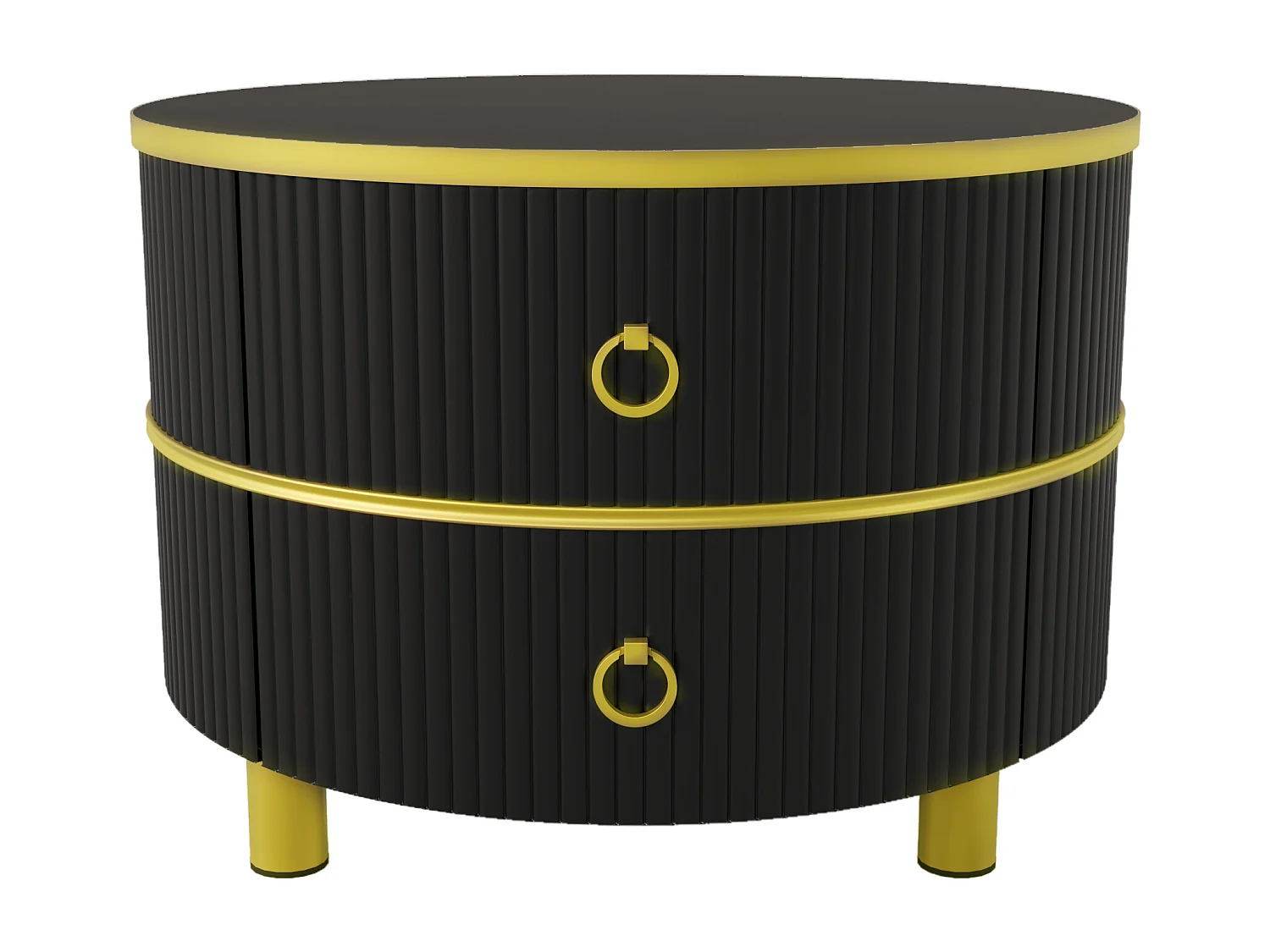 Set of 2 nesting coffee tables with 2 drawers - marble pattern top - Gold & Black