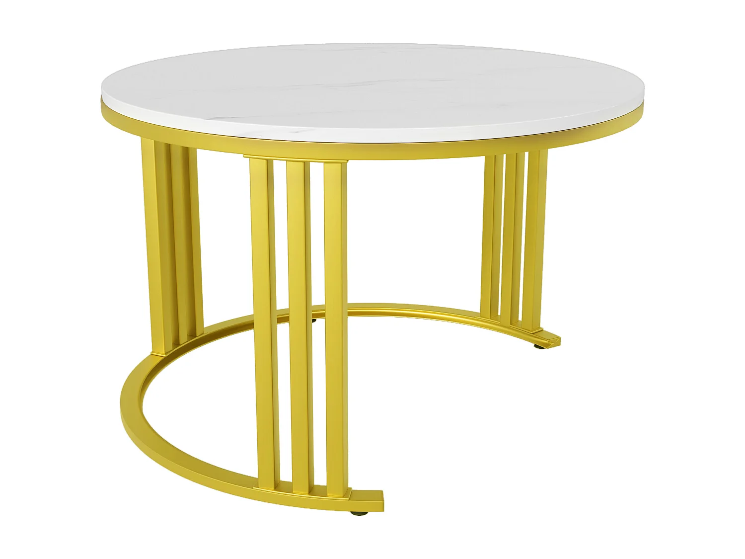 Set of 2 nesting coffee tables with 2 drawers - marble pattern top - Gold & Black