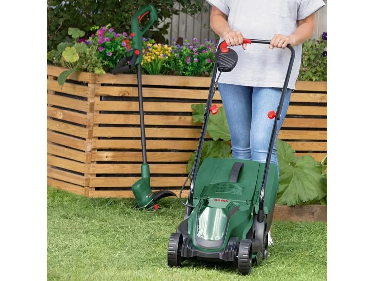 Bosch Pack 18V EasyMower + EasyGrassCut + Batteria + Caricabatterie - Set per la Manutenzione del Prato