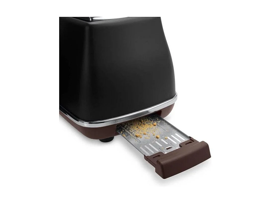DeLonghi Icona Vintage CTOV2103BK 2-Scheiben-Toaster 900W Schwarz & Schokolade Retro-Stil