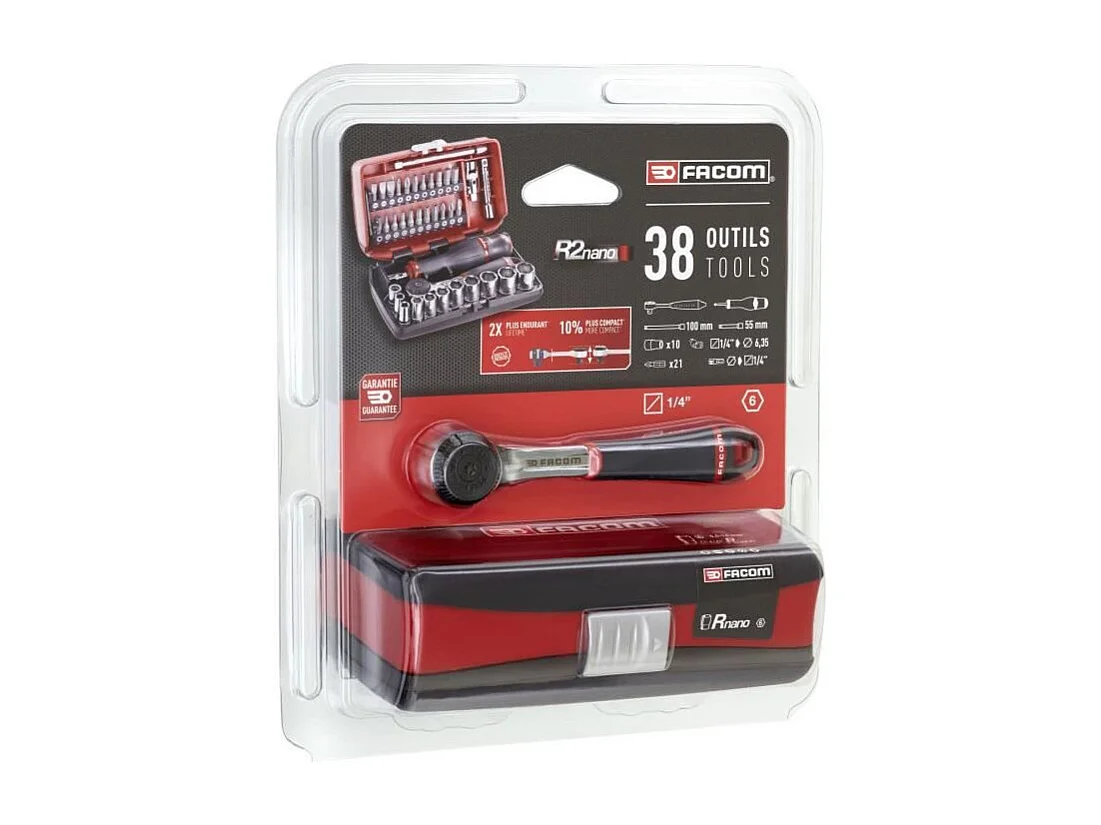 FACOM R2NANOPB - Coffret compact 38 pièces 1/4" avec cliquet et embouts