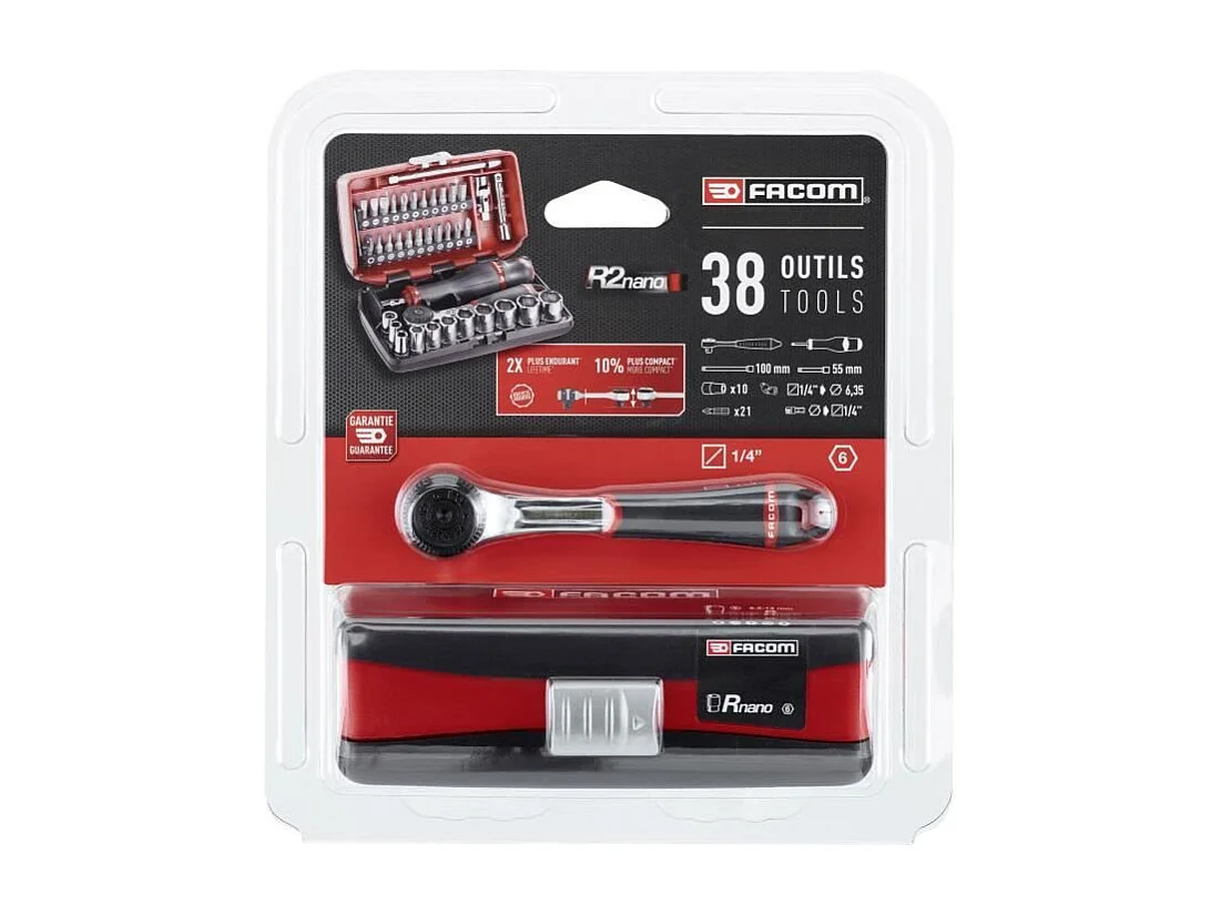 FACOM R2NANOPB - Coffret compact 38 pièces 1/4" avec cliquet et embouts