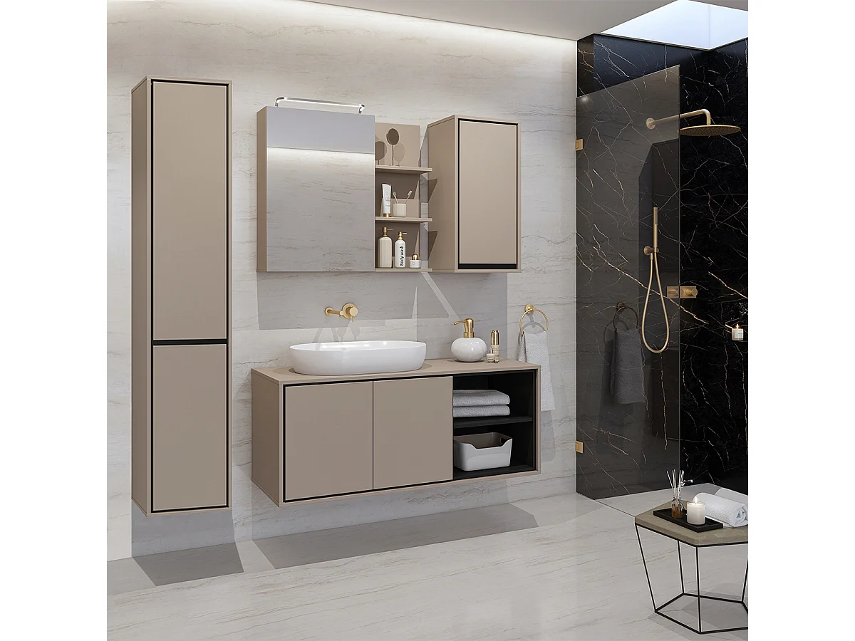 Sophéa Taupe 120cm vanity and cabinet set