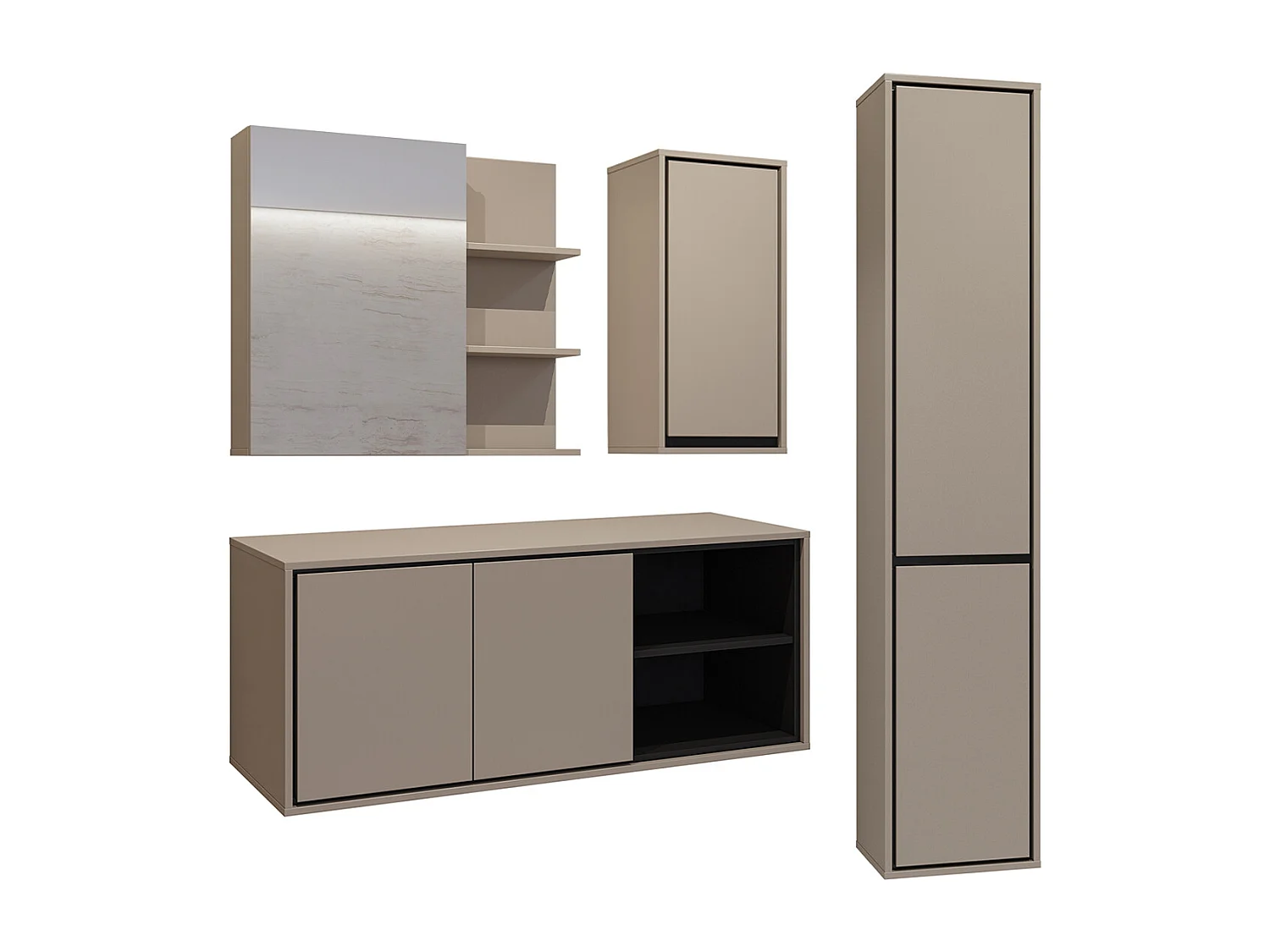 Sophéa Taupe 120cm vanity and cabinet set