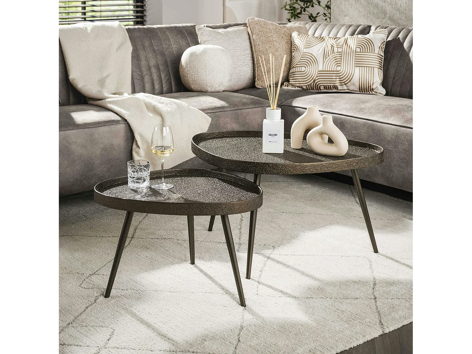 Table de salon vintage forme galet (lot de 2) RALF