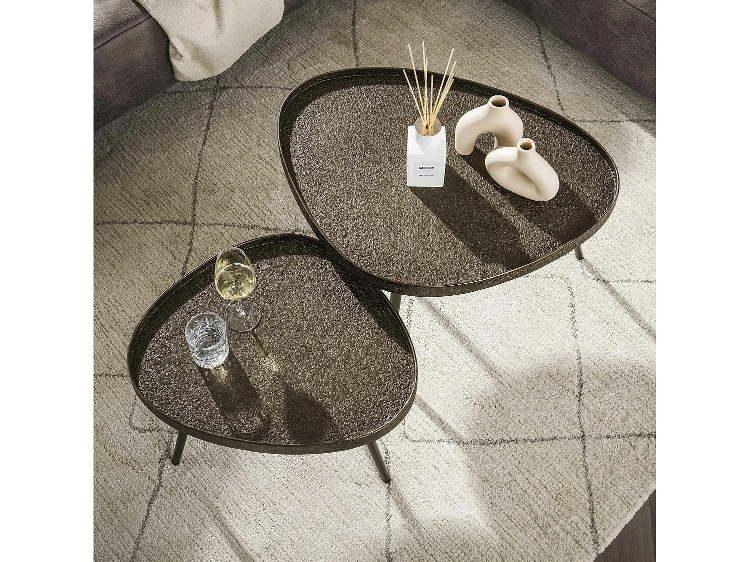 Table de salon vintage forme galet (lot de 2) RALF