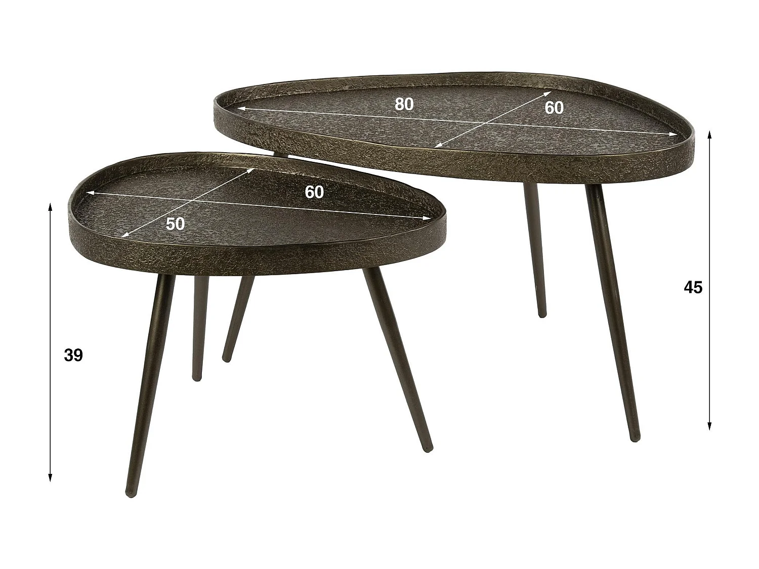 Table de salon vintage forme galet (lot de 2) RALF
