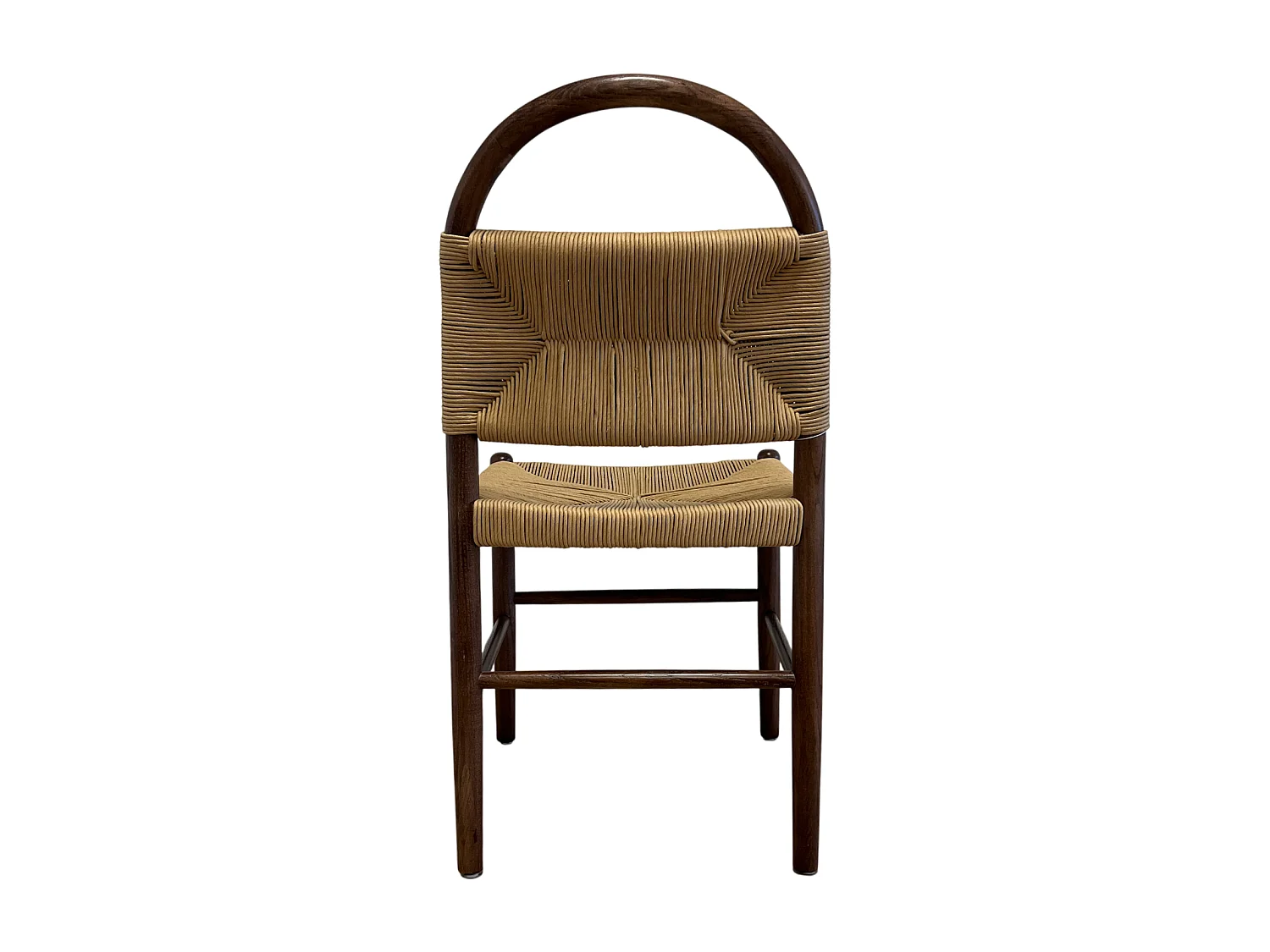 Lot de 4 chaises en bois de frêne couleur noyer avec assise tressée