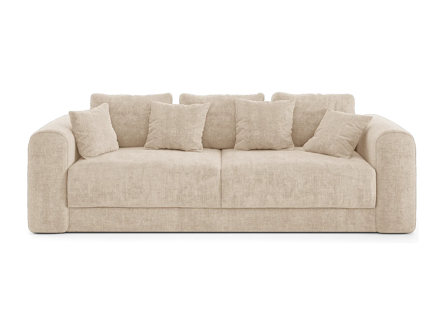Canapé convertible coffre noyer 4 places RIO en tissu tramé beige