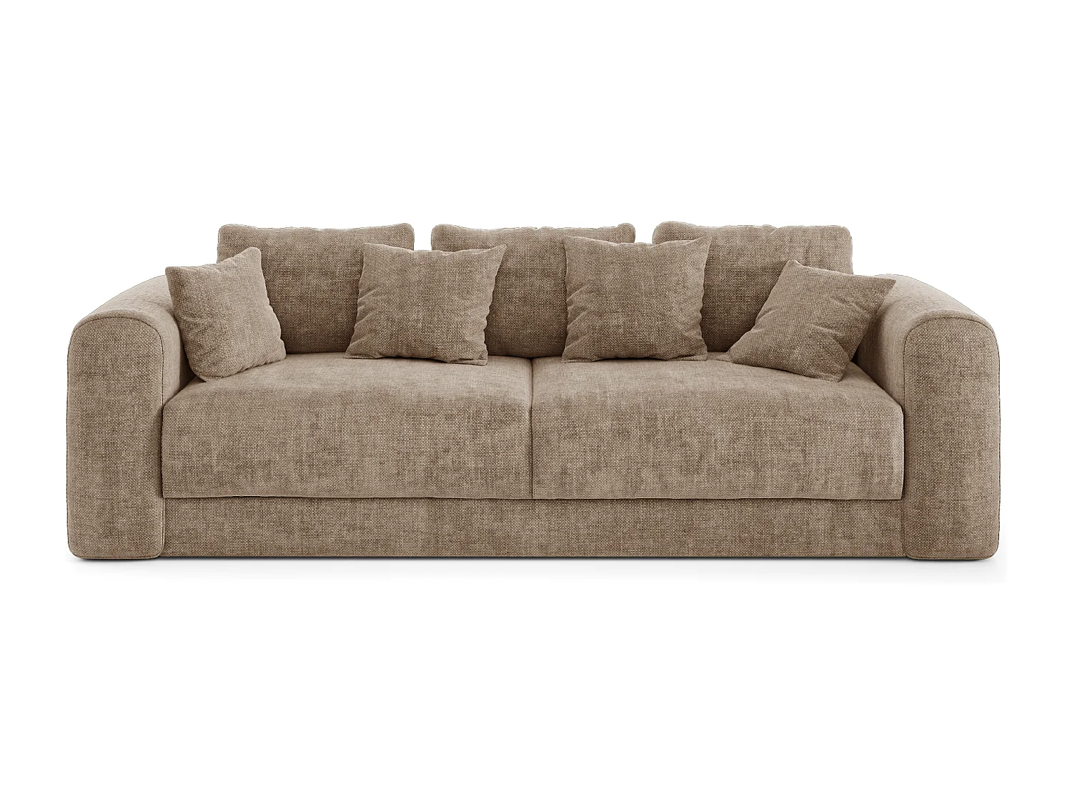 Canapé convertible coffre noyer 4 places RIO en tissu tramé taupe