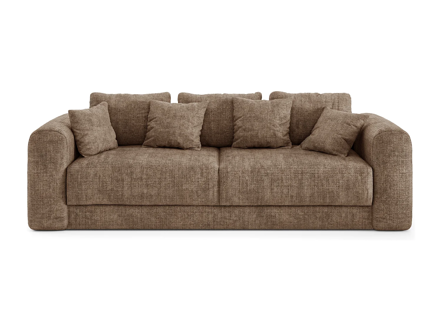 Canapé convertible coffre noyer 4 places RIO en velours gaufré taupe