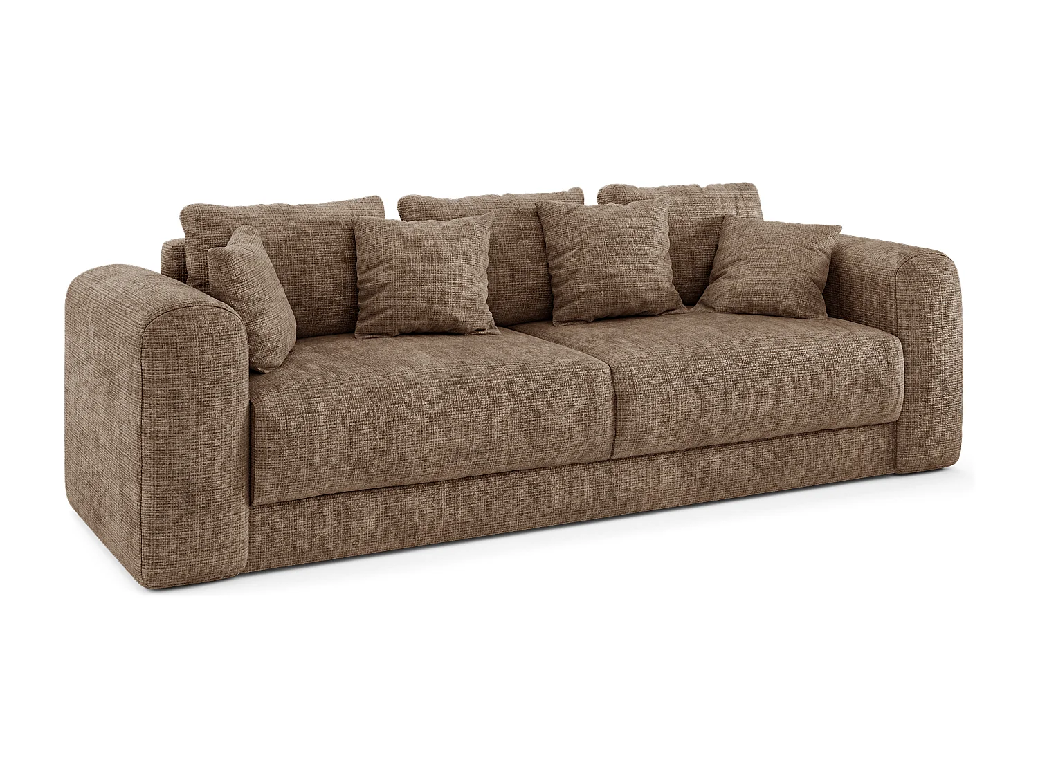 Canapé convertible coffre noyer 4 places RIO en velours gaufré taupe