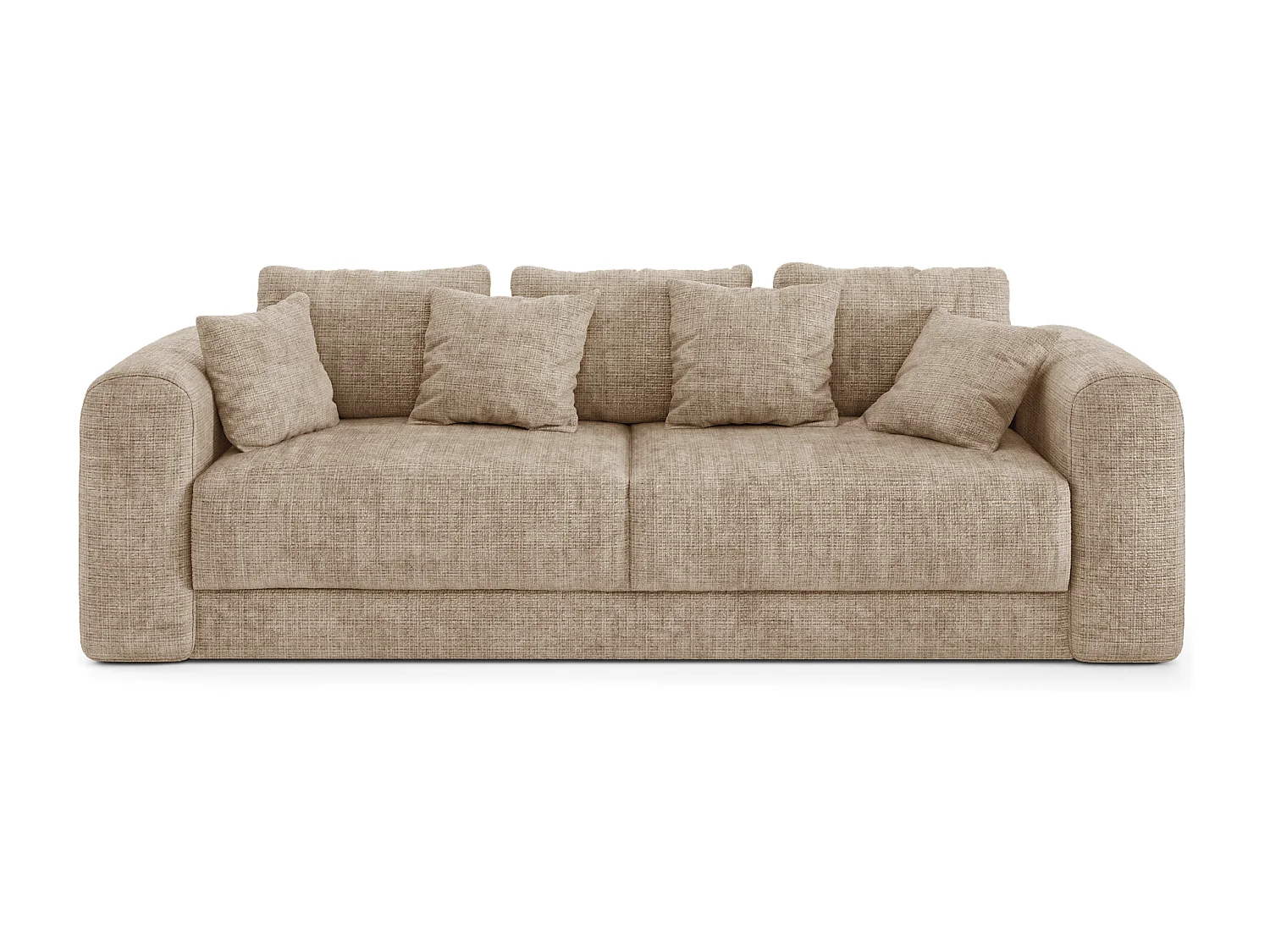 Canapé convertible coffre noyer 4 places RIO en velours gaufré beige
