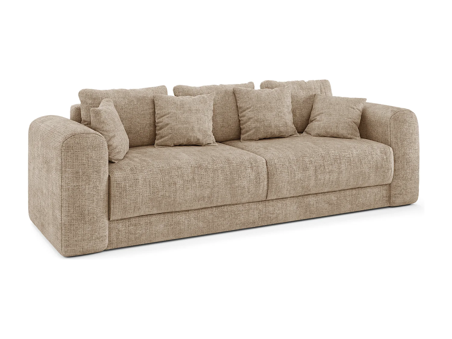 Canapé convertible coffre noyer 4 places RIO en velours gaufré beige