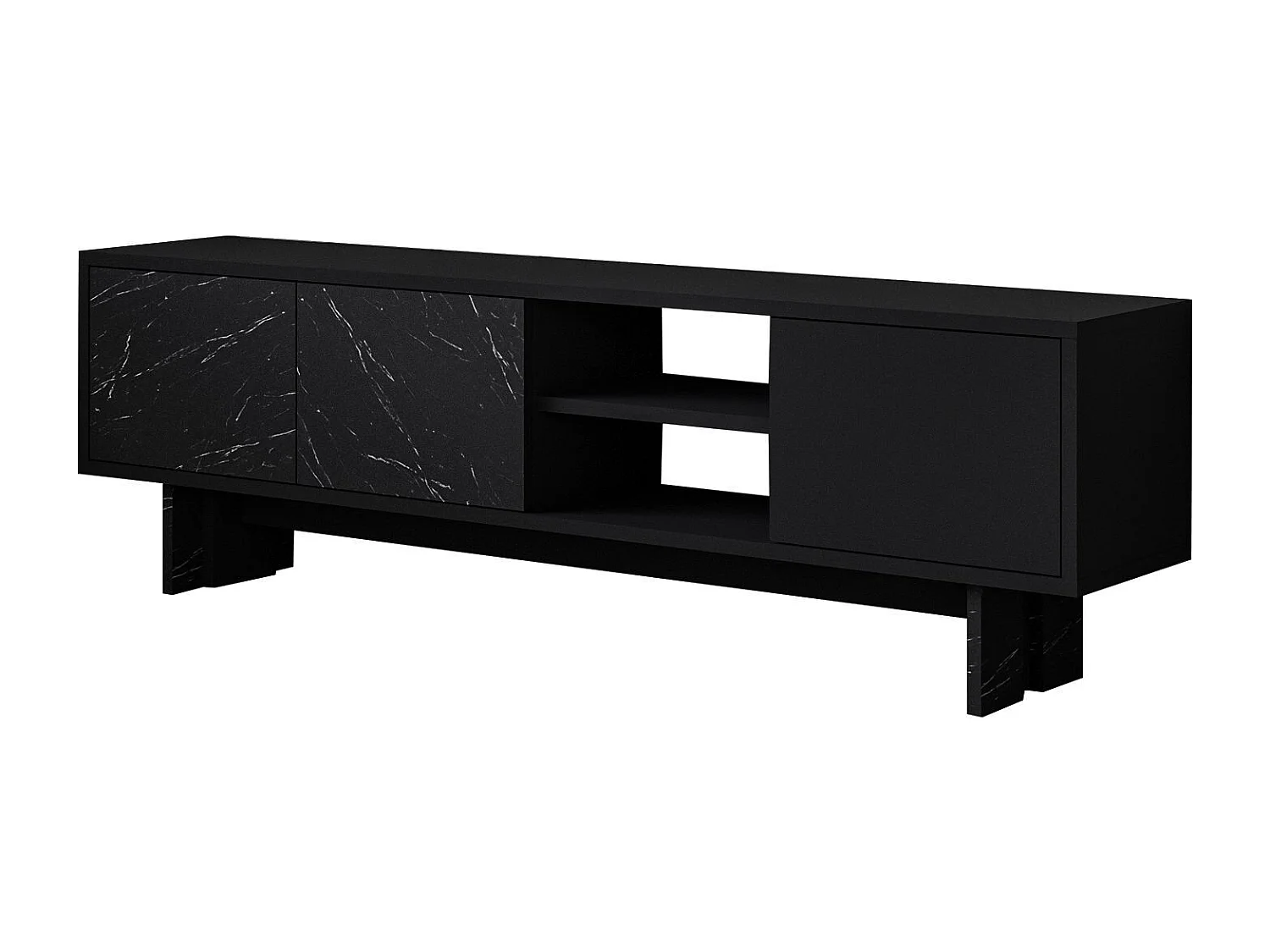 Meuble TV en bois "Ravello" - 150 x 30 x 45 cm - Noir