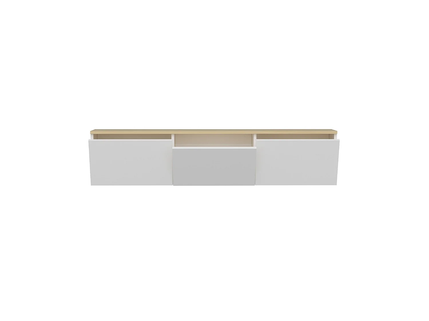 Moderne witte eikenhouten tv-standaard "Neon" - 160 x 32 x 35 cm - 3.0 deuren