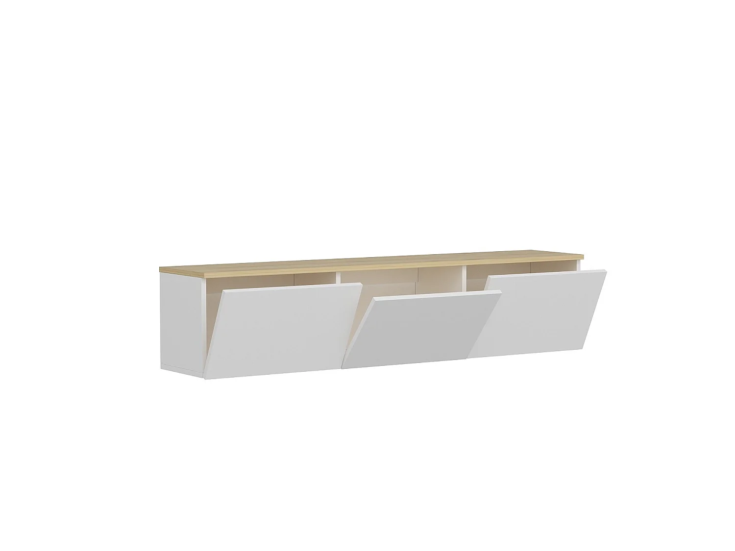 Moderne witte eikenhouten tv-standaard "Neon" - 160 x 32 x 35 cm - 3.0 deuren