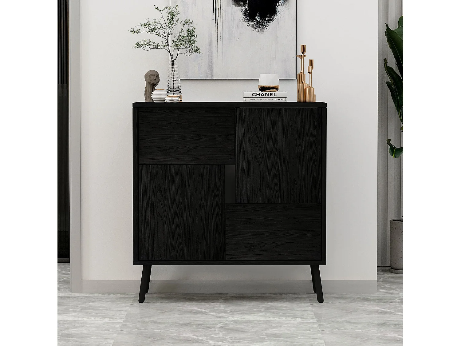 Armoire multifonction en bois "Darien" - 76.5 x 35 x 79.5 cm - Bois Noir