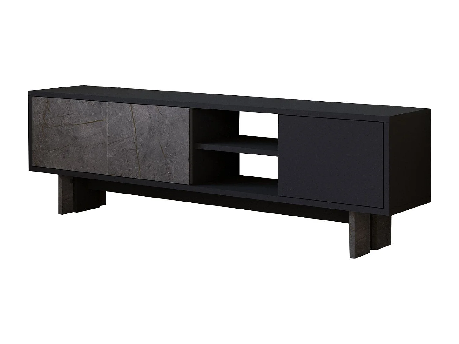 Moderne Antraciet Houten TV-standaard "Ravello" - 150 x 30 x 45 cm - Opbergruimte - Hoge Kwaliteit