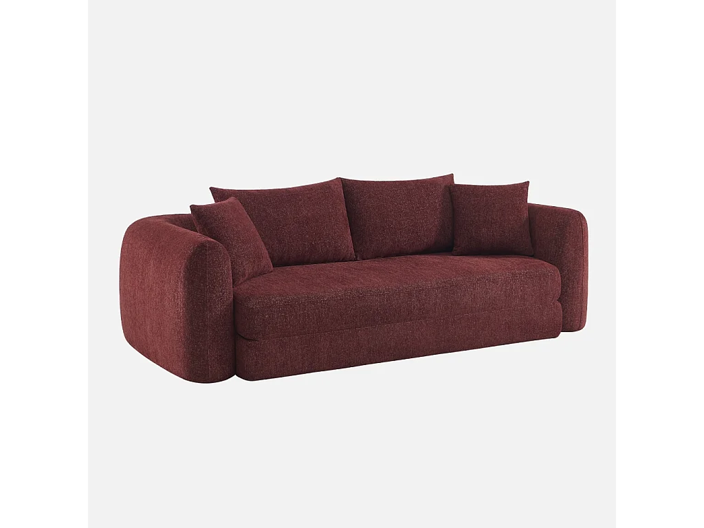 Canapé convertible 3 places tissu bordeaux L 243 x P 112 x H 66 cm - Sweeetch