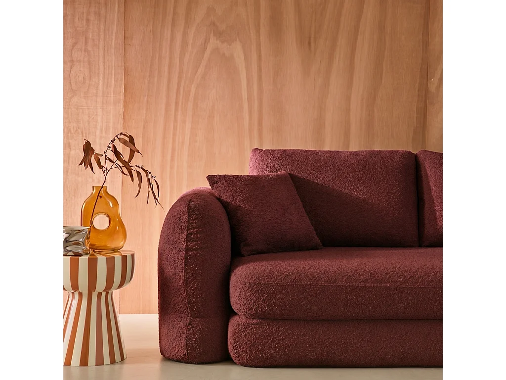 Canapé convertible 3 places tissu bordeaux L 243 x P 112 x H 66 cm - Sweeetch