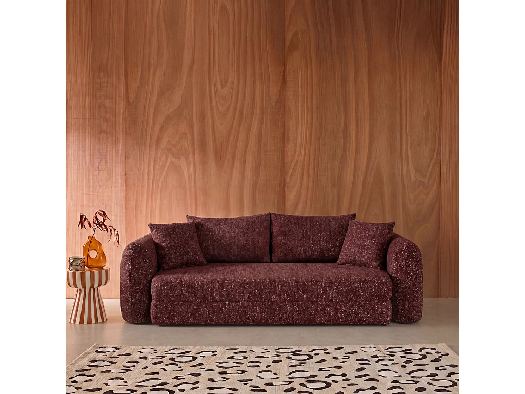 Divano letto pieghevole compatto in tessuto con struttura cromata, 3
