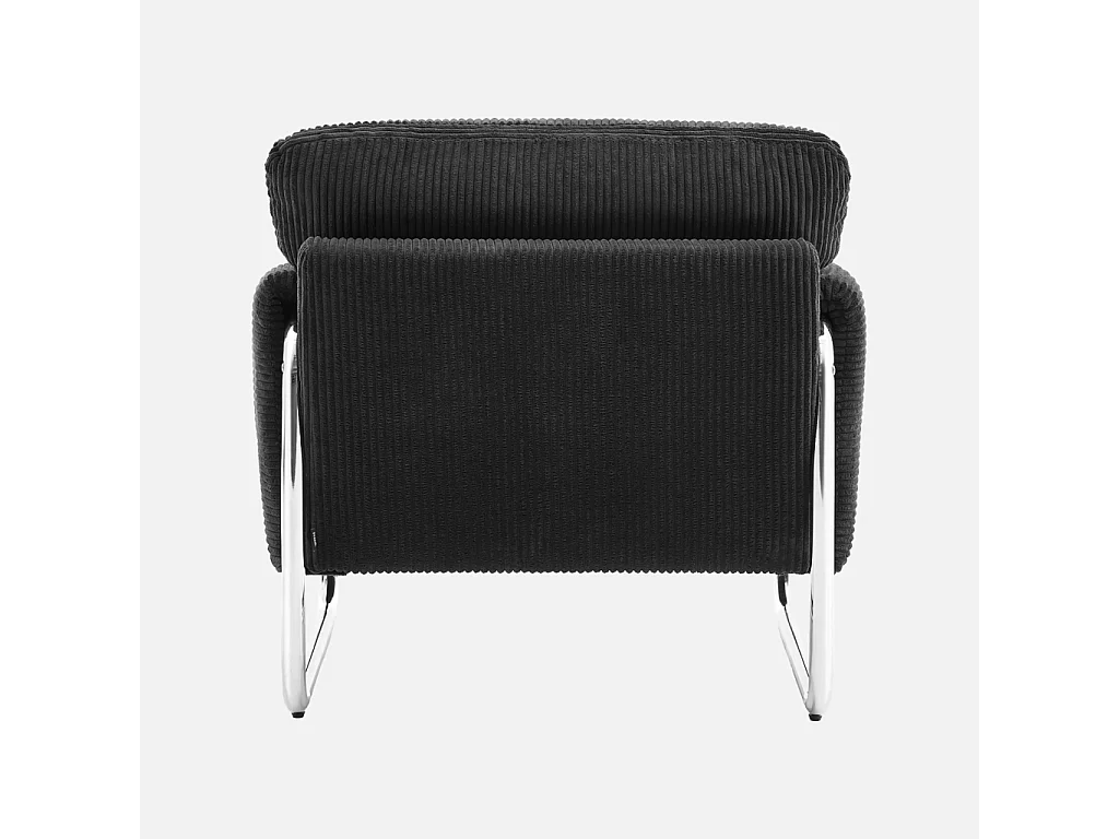 Fauteuil vintage velours côtelé armature chromée anthracite - Vintage