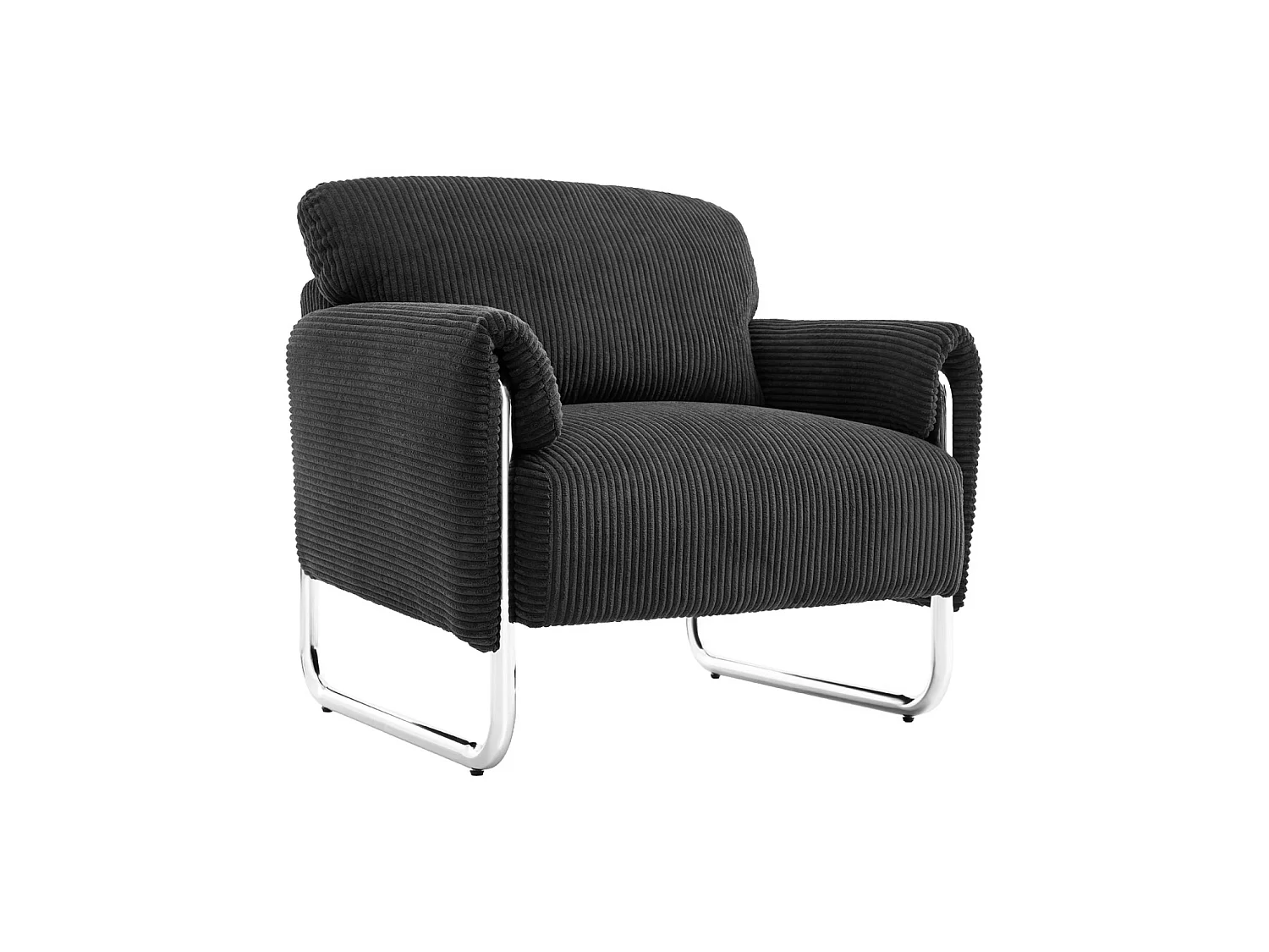 Fauteuil vintage velours côtelé armature chromée anthracite - Vintage