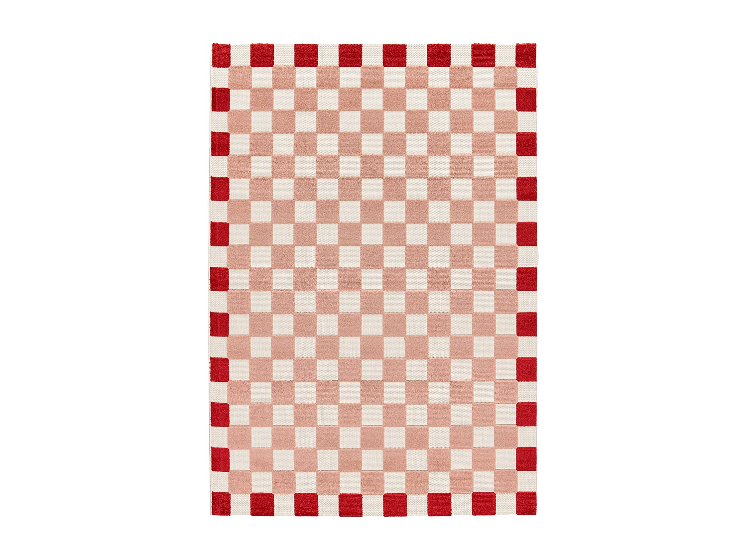 Tapis intérieur/extérieur damier rose et rouge 160x230cm - Mona