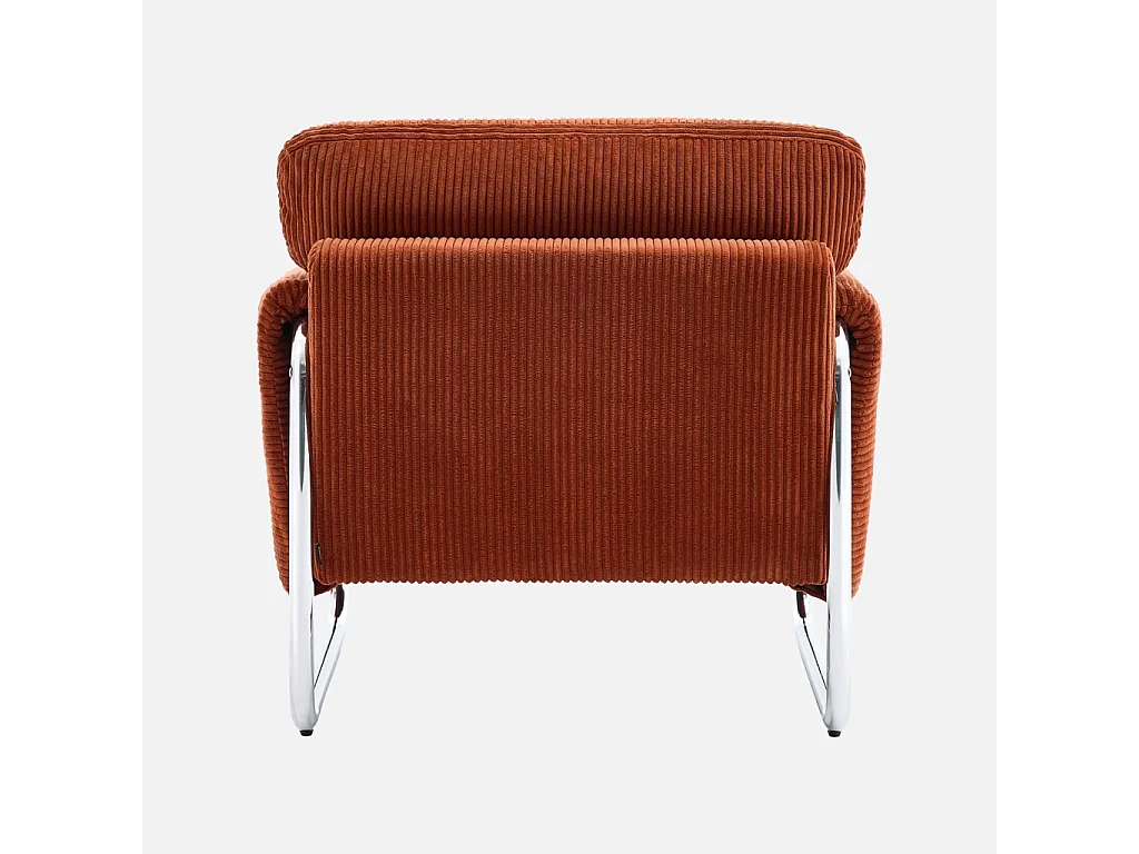Fauteuil vintage velours côtelé armature chromée terracotta - Vintage